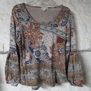 World Unity Brown Floral Top Size M